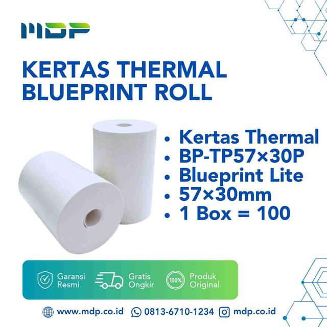 KERTAS THERMAL BLUEPRINT ROLL BP-TP57X30P LITE (1 BOX =100) VOL:16X16X24