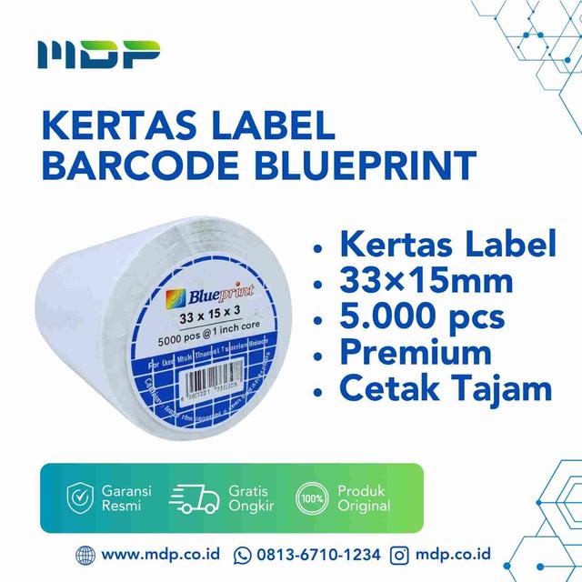 KERTAS LABEL BARCODE BLUEPRINT UK 33X15X3 @5000PCS BP-SCS33153(1 KOTAK= 40 PCS)