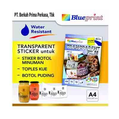 PAPER BLUEPRINT STIKER TRANSPARENT WATER RESISTANT A4 70UM (BP-TSWA470)