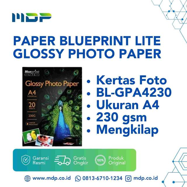 PAPER BLUEPRINT LITE GLOSSY PHOTO PAPER BL-GPA4230 230GSM A4 20SHEET (1 BOX = 50 PACK)
