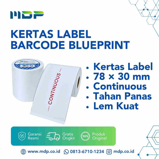 KERTAS LABEL BARCODE BLUEPRINT UK 78MM X 30MM CONTINOUS (BP-DTS7830C)