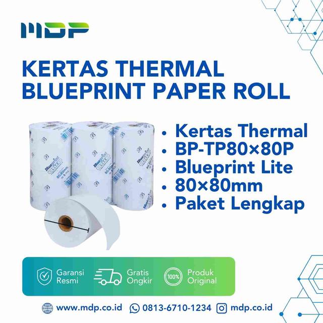 KERTAS THERMAL BLUEPRINT PAPER ROLL BP-TP80X80P LITE (ISI PACK 6) 1 BOX = 48 ROLL