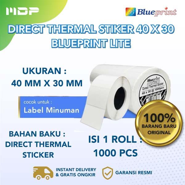 KERTAS LABEL DIRECT THERMAL BLUEPRINT LITE 40X30@1000PCS