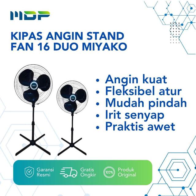 KIPAS ANGIN STAND FAN 16" DUO MIYAKO KAS 1606X GB ( BESI)