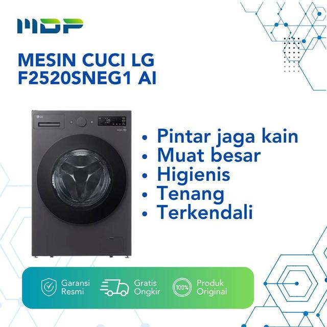 MESIN CUCI LG F2520SNEG1 AI ( FRONT LOADING /20KG) BLACK