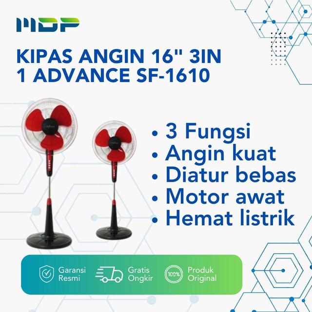 KIPAS ANGIN 16" 3IN 1 ADVANCE SF-1610 (STAND)