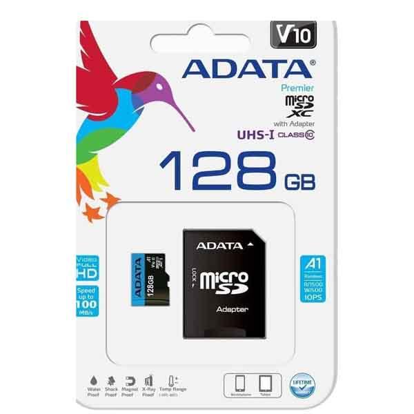 MEMORY CARD MICRO SDXC UHS-1 CLASS 10 128GB ADATA WITH ADAPTER (AUSDX128GUICL10A1-RA1)