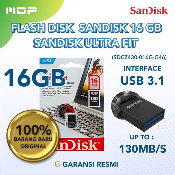 MEMORY CARD FLASH DISK 16 GB SANDISK ULTRA FIT USB 3.1 (SDCZ430-016G-G46)