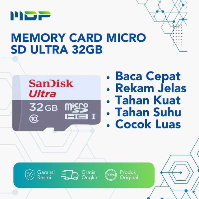 MEMORY CARD SANDISK MICRO SD ULTRA 32GB,C10,UHS-1,100MB/S R,3X5,7Y(SDSQUNR-032GB-GN3MN)
