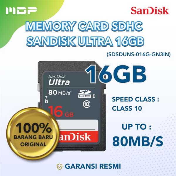 MEMORY CARD SD ULTRA 16 GB SANDISK CLASS 10 (SDSDUNS-016G-GN3IN)