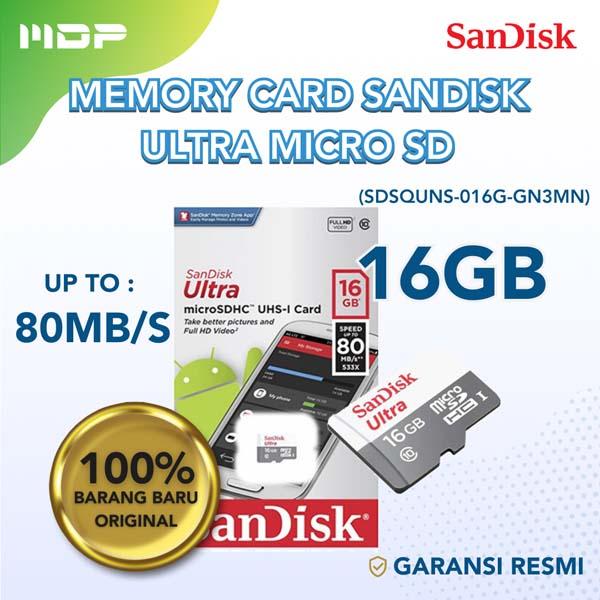 MEMORY CARD SANDISK  ULTRA MICRO SD10 16 GB 80MB (SDSQUNS-016G-GN3MN)