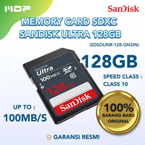 MEMORY CARD SD ULTRA 128GB SANDISK CLASS 10 (SDSDUNR-128-GN3IN)