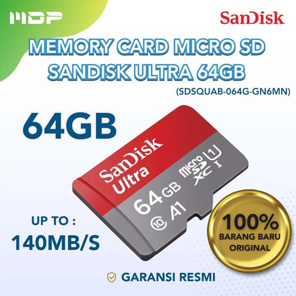 MEMORY CARD SANDISK ULTRA MICRO SDXC, SDQUAC 64GB,A1,C10,U1,140MB (SDSQUAB-064G-GN6MN)