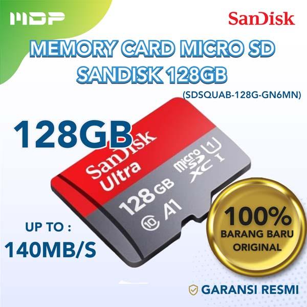 MEMORY CARD SANDISK ULTRA MICRO SDXC, SDQUAC 128GB,A1,C10,U1,140MB (SDSQUAB-128G-GN6MN)