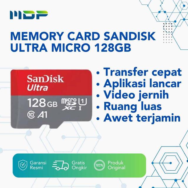 MEMORY CARD SANDISK MICRO SD ULTRA 128GB,C10,UHS-1,100MB/S R,3X5,7Y(SDSQUNR-128G-GN3MN)