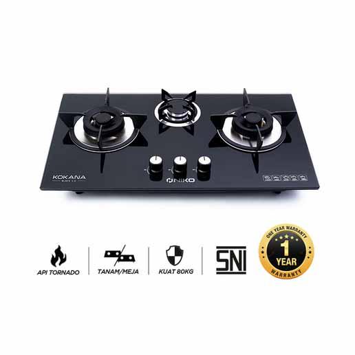 KOMPOR GAS TANAM NIKO KOKANA BLACK (3 TUNGKU)