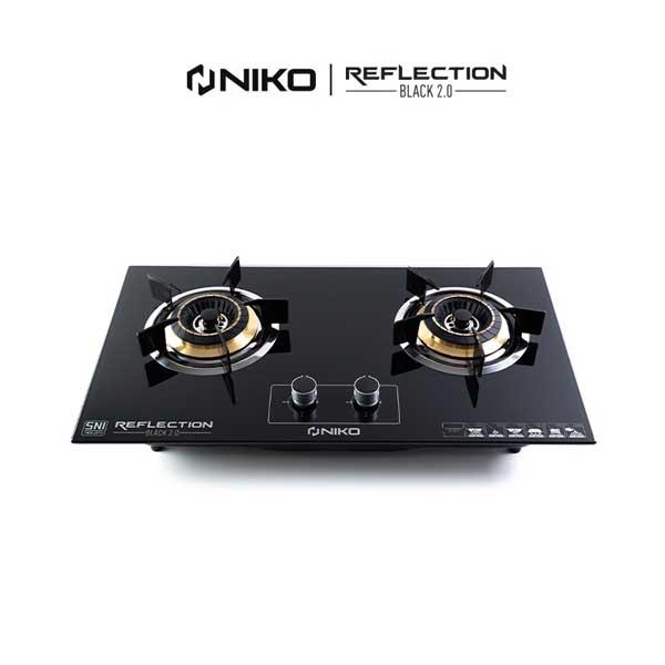 KOMPOR GAS TANAM NIKO REFLECTION  BLACK (2 TUNGKU) NON PIN