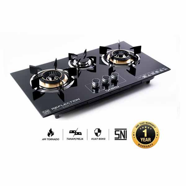 KOMPOR GAS TANAM NIKO REFLECTION  BLACK (3 TUNGKU) 