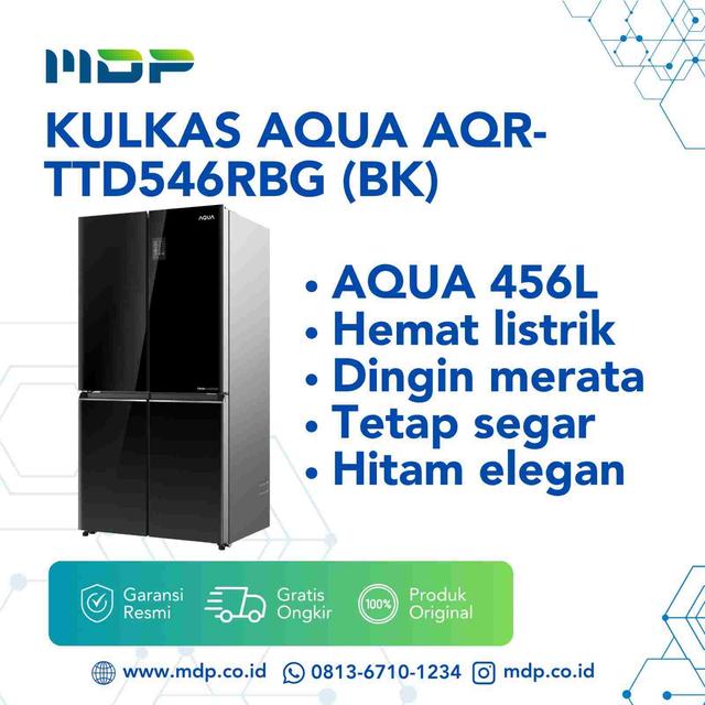 KULKAS AQUA AQR-TTD546RBG MULTIDOOR (BK)(4 DOORS/456L)BLACK