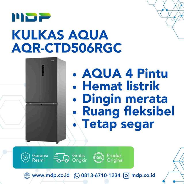 KULKAS AQUA AQR-CTD506RGC ( 4 DOORS/ INVERTER/406L)