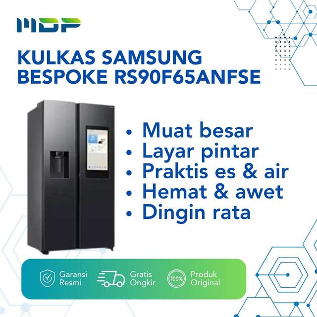 KULKAS SAMSUNG BESPOKE RS90F65ANFSE (SIDE BY SIDE /641L) BLACK- FAMILY HUB 