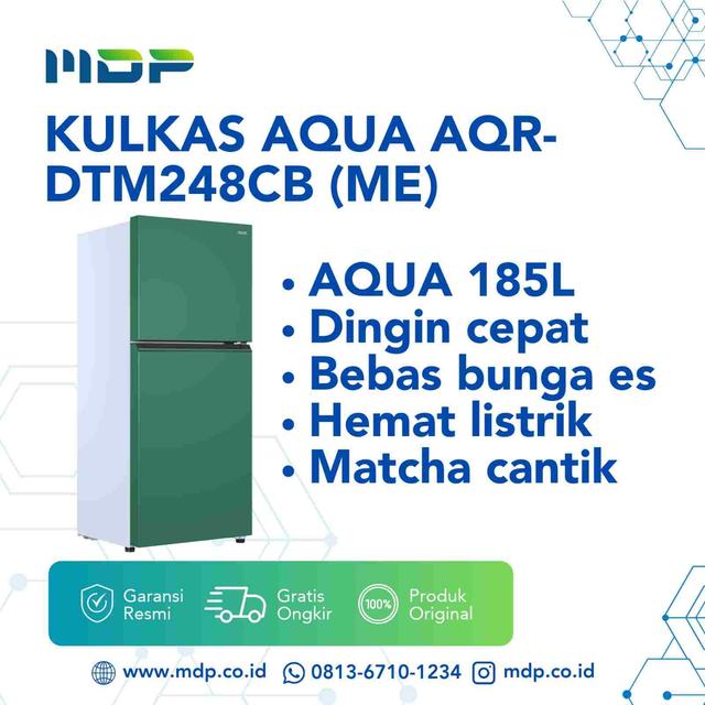 KULKAS AQUA AQR-DTM248CB (ME) ( 2 DOORS/185L) MATCHA GREEN