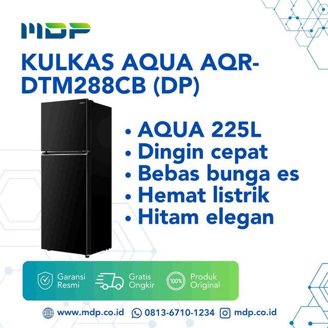 KULKAS AQUA AQR-DTM288CB (DP) ( 2 DOORS / 225L ) DARK SILVER 