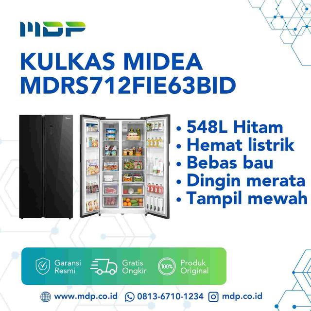 KULKAS MIDEA MDRS712FIE63BID SIDE BY SIDE INVERTER (2 DOORS/548L)