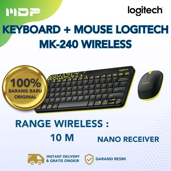 KEYBOARD + MOUSE LOGITECH MK-240 WIRELESS (MIC COLOR)