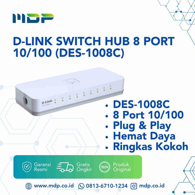 D-LINK SWITCH HUB 8 PORT 10/100 (DES-1008C)