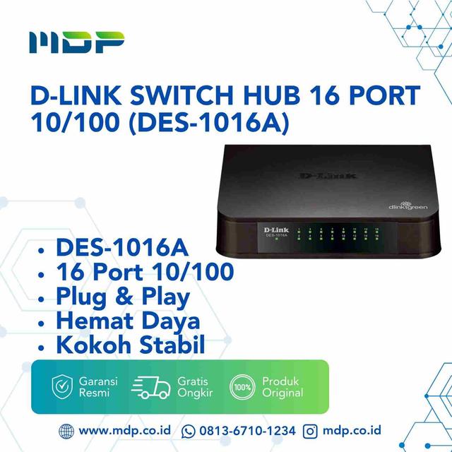 D-LINK SWITCH HUB 16 PORT 10/100 (DES-1016A)