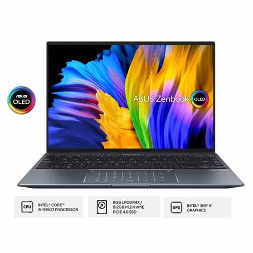 NOTEBOOK ASUS ZENBOOK UX5401EA-OLED553 (GREY): INTEL CORE I5-1135G7, IRIS, 8GB, 512G, 14" OLED, TOUCH, WIND 11 + OHS 2021