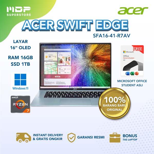 NOTEBOOK ACER SWIFT EDGE SFA16-41-R7AV ICE BLUE : R7-6800U 16GB 16" 4K OLED 1TB SSD NVME W11 OHS21