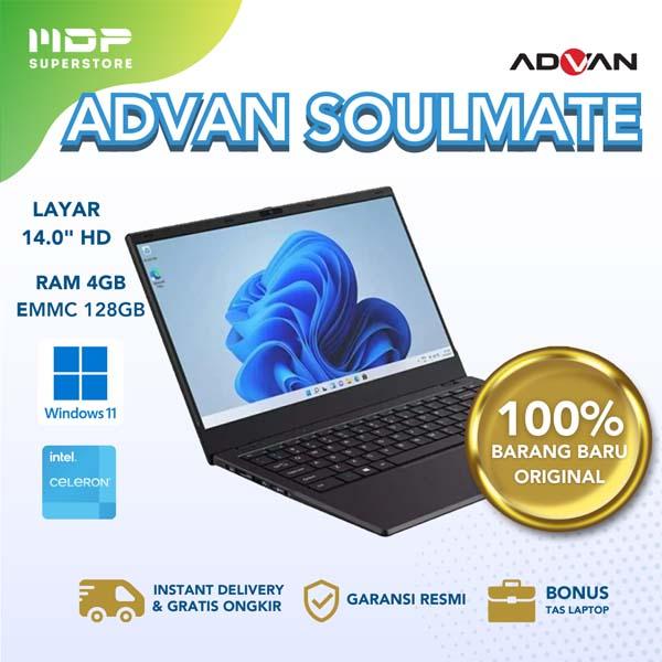 NOTEBOOK ADVAN SOULMATE (BLACK) : INTEL N4020,4GB DDR4,128GB MMC,14" DISPLAY,WIN 11HOME (+TAS)