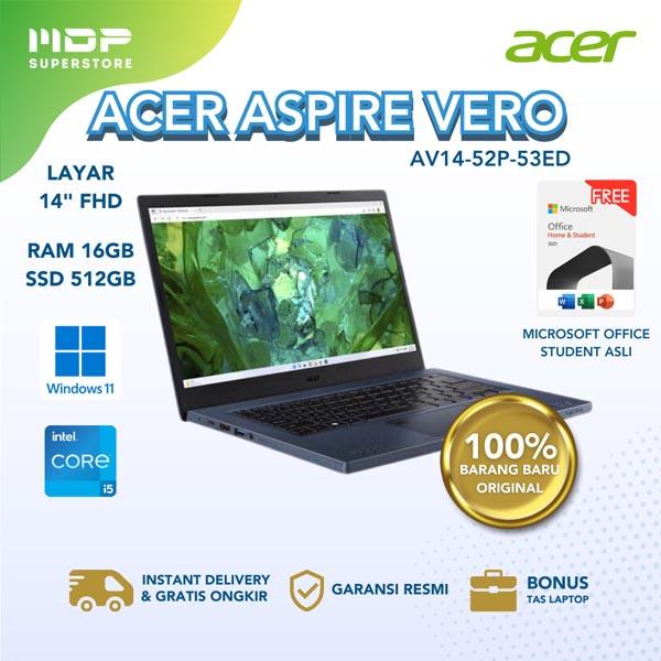 NOTEBOOK ACER ASPIRE VERO AV14-52P-53ED (MARIANNA BLUE) : I5-1335U 16GB 512SSD 14" FHD 100% SRGB W11 OHS21 (BACKPACK)