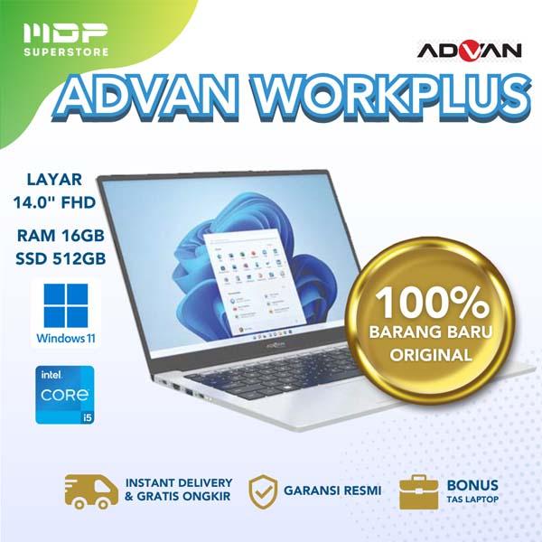 NOTEBOOK ADVAN WORKPLUS (SILVER) : INTEL CORE I5-1235U,16GB LPDDR5,512GB SSD,INTEL GRAPHICS,14" FHD BEZEL LESS,58WH BATTERY,FINGERPRINT,WINDOWS 11