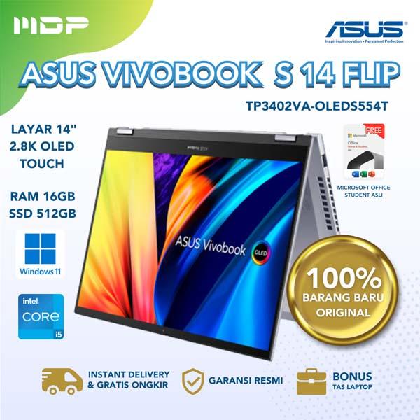 NOTEBOOK ASUS TP3402VA-OLEDS554T (COOL SILVER) : INTEL CORE I5-13500H,16GB DDR4,512GB SSD PCIE,14"OLED 2.8K,TOUCH SCREEN,STYLUS PEN,WIN 11 HOME +OHS 2021 