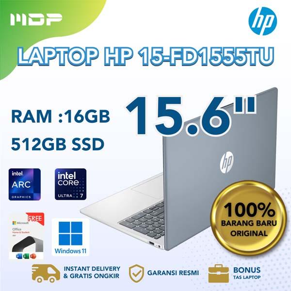 NOTEBOOK HP 15-FD1555TU (BLUE) : INTEL ULTRA 7-155H,16GB DDR5-5600,512GB SSD,INTEL ARC GRAPHICS,15.6" FHD ANTIGLARE IPS 300NITS,WIN 11 HOME+OHS 2021,2Y