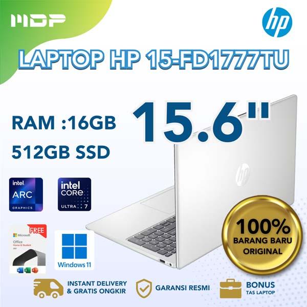 NOTEBOOK HP 15-FD1777TU (SILVER) : INTEL ULTRA 7-155H,16GB DDR5-5600,512GB SSD,INTEL ARC GRAPHICS,15.6" FHD ANTIGLARE IPS 300NITS,WIN 11 HOME+OHS 2021,2Y