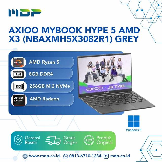 NOTEBOOK AXIOO MYBOOK HYPE 5 AMD X3 (NBAXMH5X3082R1) GREY : AMD R5-3500,8GB,256GB SSD,14"FHD,WIN 11 (SLEEVCAS)