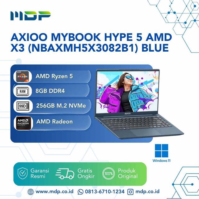 NOTEBOOK AXIOO MYBOOK HYPE 5 AMD X3 (NBAXMH5X3082B1) BLUE: AMD R5-3500,8GB,256GB SSD,14"FHD,WIN 11  (SLEEVCAS)