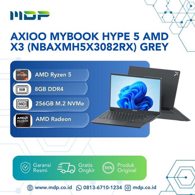 NOTEBOOK AXIOO MYBOOK HYPE 5 AMD X3 (NBAXMH5X3082RX) GREY : AMD R5-3500,8GB,256GB SSD,14"FHD,DOS (SLEEVCASE)