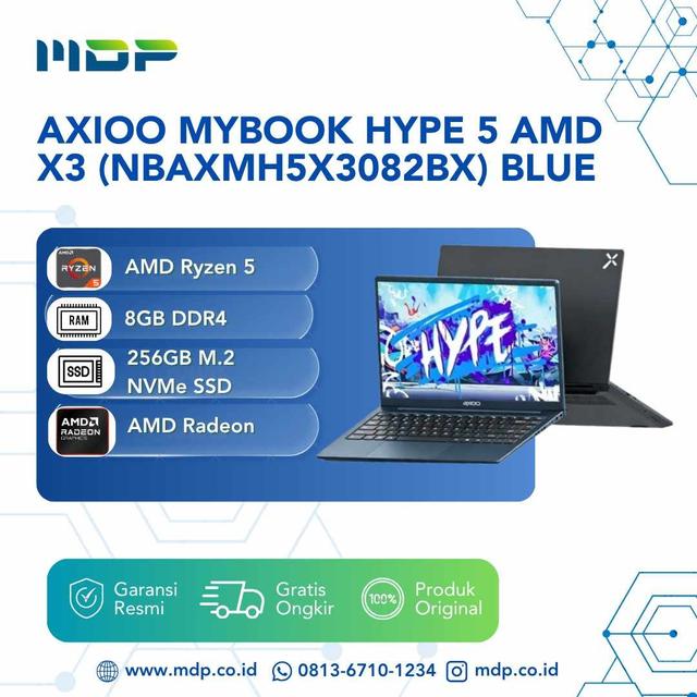 NOTEBOOK AXIOO MYBOOK HYPE 5 AMD X3 (NBAXMH5X3082BX) BLUE: AMD R5-3500,8GB,256GB SSD,14"FHD,DOS (SLEEVECASE)