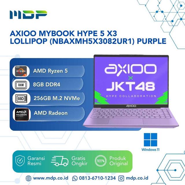 NOTEBOOK AXIOO MYBOOK HYPE 5 X3 LOLLIPOP (NBAXMH5X3082UR1) PURPLE : AMD R5-3500,8GB,256GB SSD,14"FHD,WIN 11 (SLEEVCAS)