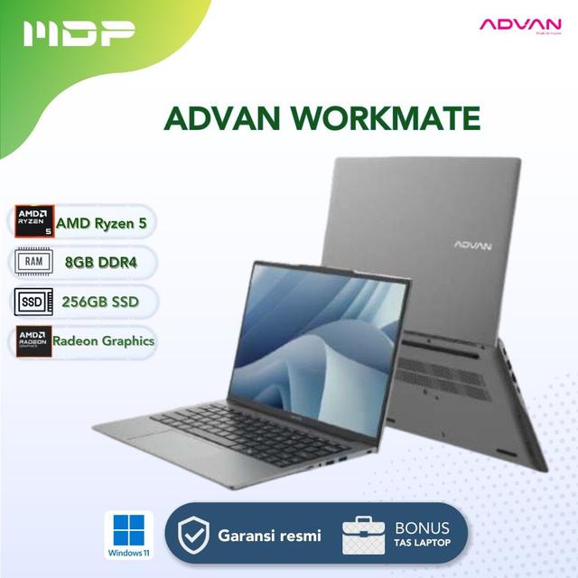 NOTEBOOK ADVAN WORKMATE (GREY) : AMD R5-3500U,1X8 GB DDR4,256 GB SSD,14"FHD+ IPS,WIN 11 (TAS)