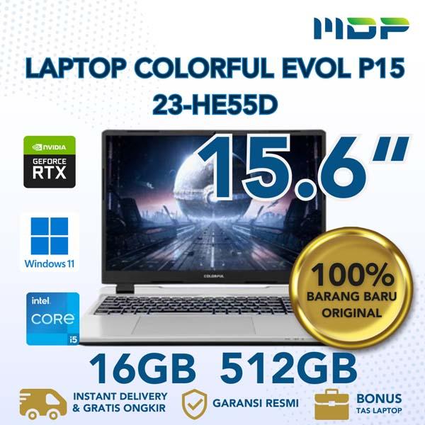 NOTEBOOK COLORFUL EVOL P15 23-HE55D (WHITE) : INTEL CORE I5-12450H ,1X16GB DDR5 4800,512GB SSD NVME ,RTX 4050 6GB GDDR6 ,15,6" FHD ,WIN 11 HOME (BACKPACK BLACK) 