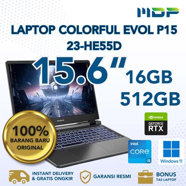 NOTEBOOK COLORFUL EVOL P15 23-HE55D (GREY) : INTEL CORE I5-12450H ,1X16GB DDR5 4800,512GB SSD NVME ,RTX 4050 6GB GDDR6 ,15,6" FHD ,WIN 11 HOME (BACKPACK BLACK)