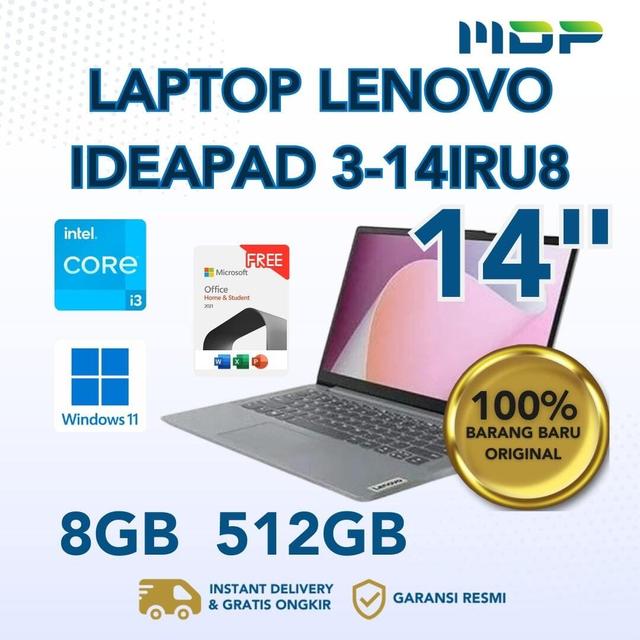 NOTEBOOK LENOVO IP 3-14IRU8 (82X6006FID) ARTIC GREY : INTEL CORE I3-1315U,8GB LPDDR5-4800,512GB SSD M.2 2242 PCIE,INTEL UHD GRAPHICS,14"FHD,WIN 11+OHS+M365 (BACKPACK-Q17225)