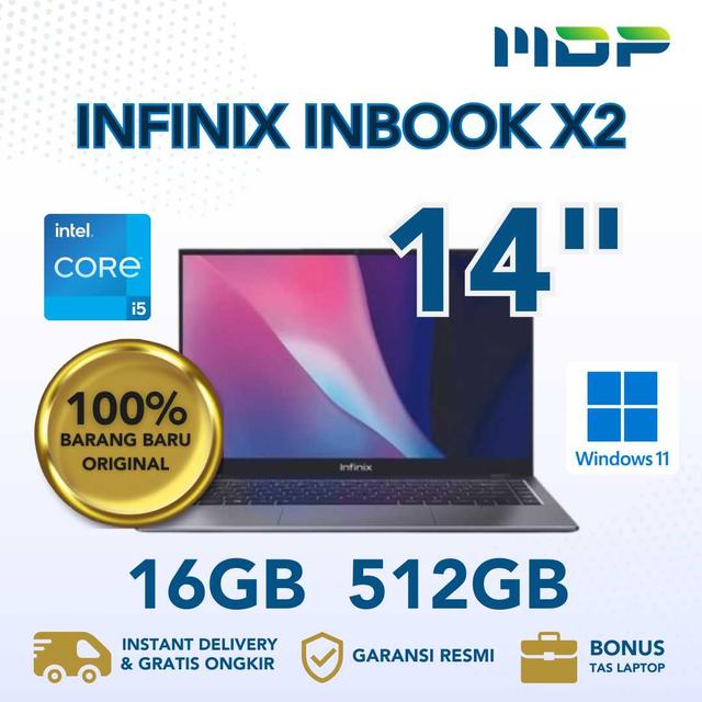 NOTEBOOK INFINIX INBOOK X2 (GREY) : INTEL CORE I5-1334,16GB,512GB SSD,14.0"FHD SRGB100,WIN 11 (+BACPACK GRAY)
