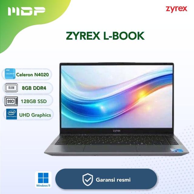 NOTEBOOK ZYREX L-BOOK (DARK GREY) : INTEL-N4020 14" (1366X768) 8GB, EMMC 128GB, WIFI + BT, W11 (NO TAS)